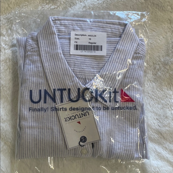 UNTUCKit White & Blue Pinstripe Shirt - Picture 8 of 8